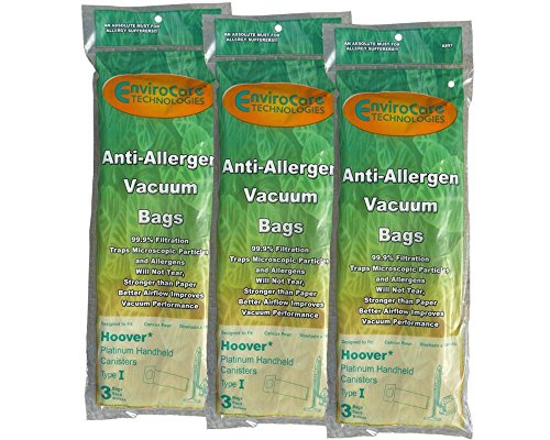 Electric Vac Replacement for Hoover Type I AH10005 Platinum Canister Vacuum Cleaner Allergen HEPA Bag A891, 985059002, AH10005, SH10000, SH10000RM, UH30010COM, UH30010CCA (9 Bags)