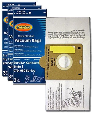 EnviroCare Replacement Micro Filtration Vacuum Cleaner Dust Bags made to fit Eureka Style T Canisters 9 bags