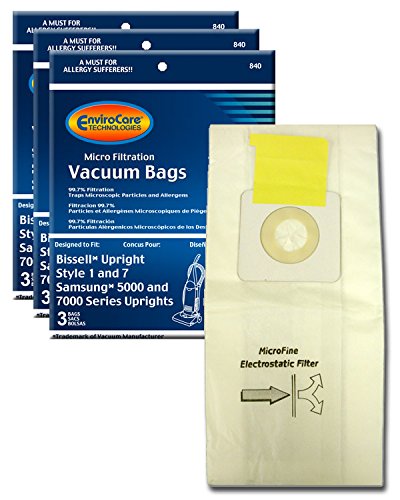 EnviroCare Replacement Micro Filtration Vacuum Cleaner Dust Bags Designed to Fit Bissell Style 1 and 7 Uprights 9 Pack