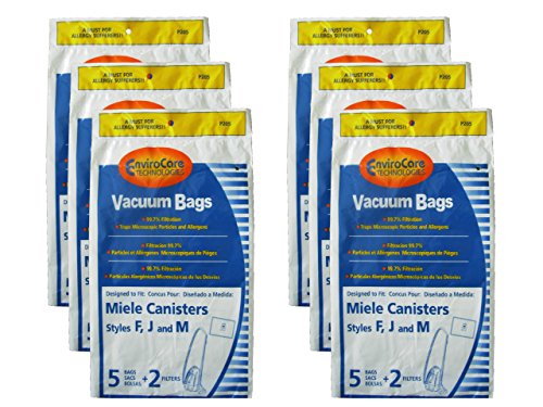 EnviroCare Replacement Allergen Vacuum Cleaner Dust Bags made to fit Miele Canisters Style F J M 30 pack with 12 Filters by EnviroCare