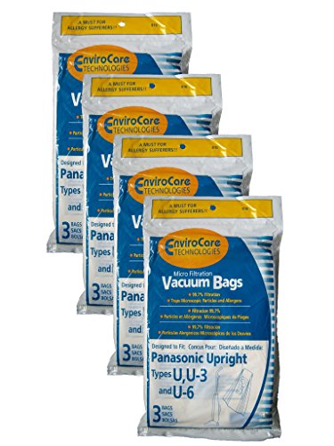 EnviroCare 12 Panasonic Type U U3 U6 Upright Vacuum Cleaner Microfiltration Bags