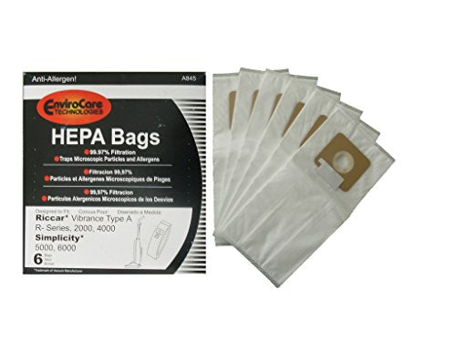 EnviroCare Riccar Type A R-Series Simplicity 5000 6000 Series HEPA Upright Vacuum Bags (1)