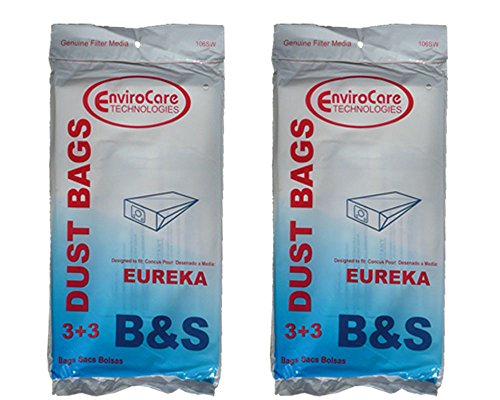 EnviroCare Replacement Vacuum Cleaner Dust Bags Designed to Fit Eureka Canisters Style B&S 6 Bags and 6 Filters