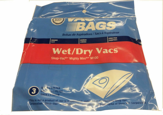 DVC Shop Vac Mighty Mini M100 Vacuum Cleaner Bags Made in USA [ 3 Bags ]