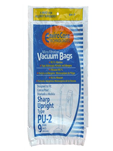 EnviroCare Replacement Micro Filtration Vacuum Cleaner Dust Bags Made to fit Sharp Upright Type PU-2 9 Pack