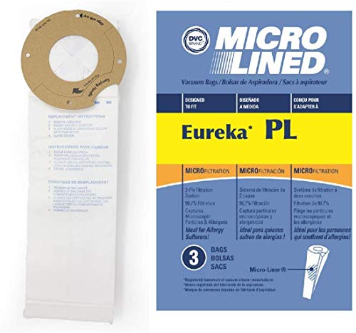 DVC Micro-Lined Paper Replacement Bags Type PL Fit Eureka Maxima Models 4750, 4760-6 Bags