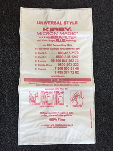 Genuine Kirby Micron Magic Micro Allergen Plus HEPA Vacuum Filter Bags Single Bag 204814A