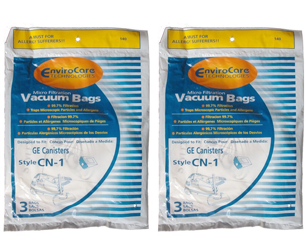 EnviroCare Replacement Micro Filtration Vacuum Cleaner Dust Bags made to fit GE Canisters CN-1 6 Bags