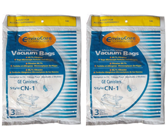 EnviroCare Replacement Micro Filtration Vacuum Cleaner Dust Bags made to fit GE Canisters CN-1 6 Bags