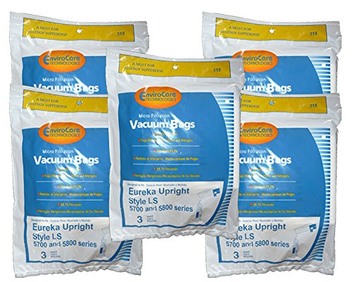 15 Eureka Typ LS Sanitaire Staubsaugerbeutel, LiteSpeed Upright, Bagged, Boss Signature Genesis, Refurb Powerline Limited, Sanitaire Commercial Staubsauger, Serie 5700 & 5800, 62123 61820A, SC5815A, SC5713A