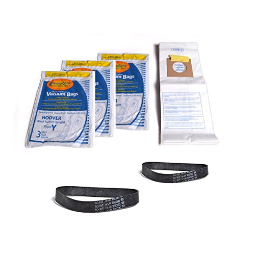 Hoover WindTunnel Upright Type Y Vacuum Cleaner Paper Bags 9PK With 2pk Windtunnel Flat Belts