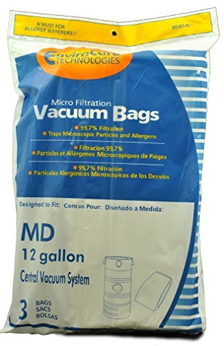 EnviroCare Replacement Micro Filtration Vacuum Cleaner Dust Bags made to fit Modern Day 12 Gallon Central Vacuums 3 Pack