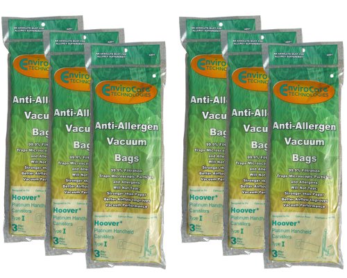 Hoover Type I AH10005 Platinum Canister Vacuum Cleaner Allergen Bags ( 18 Bags)