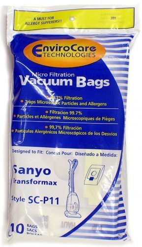 EnviroCare Replacement Micro Filtration Vacuum Cleaner Dust Bags made to fit Sanyo Uprights Type PU-1, 9 bags