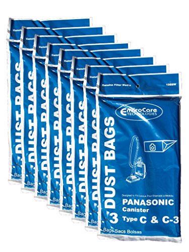 24 Panasonic Type C C-3 C3 Allergy Vacuum Bags, Canisters Vacuum Cleaners, MC-125P, MC125P, MC771, MC772, MC8310, MC8320, MC8330