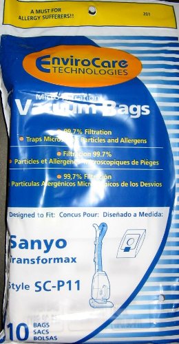 Sanyo Transformax 3-in-1 Canister Bag Generic Allergen 10 Pack