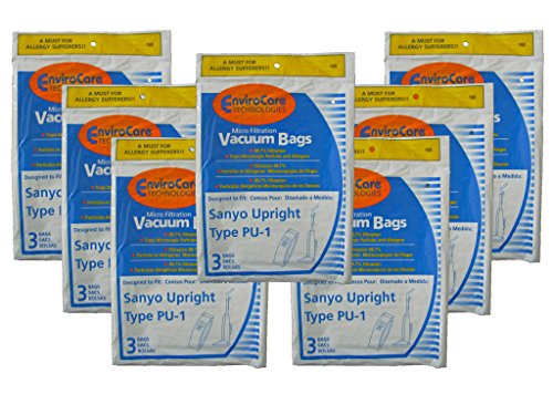 21 Sanyo Upright Pu-1 Vacuum Bags, Panasonic, Kenmore, LG Vacuum Cleaners, SC54A, SCA4, SCA41, SCA42, SCA4A, VU5545-65