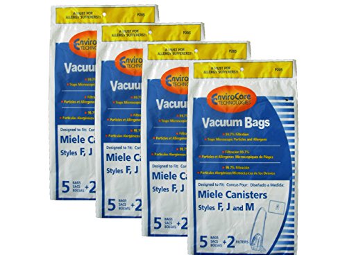 20 Miele F J M Allergen Canister Vacuum Bags + 8 Filters