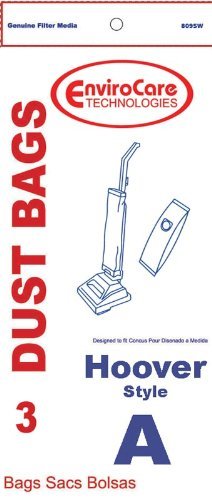 Hoover Type A Upright Vacuums Envirocare Paper Bags 3 PK # 809SW,