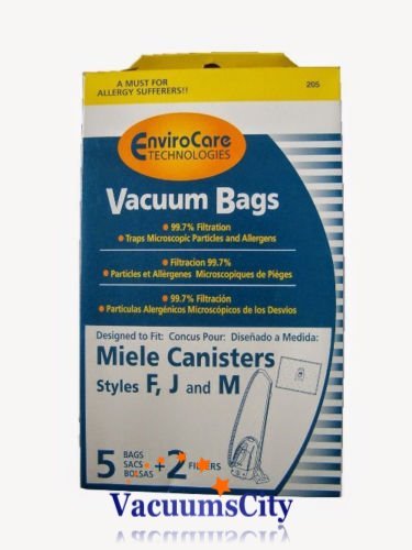 Miele Canister Vacuum 99.7% Filtration Type F J M Hepa Bags 5 Pk Part # P205