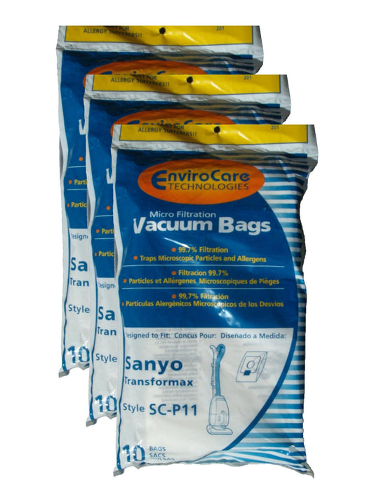30 Sanyo Transformax Style SC-P11 Microfiltration Canister Vacuum Cleaner Bags