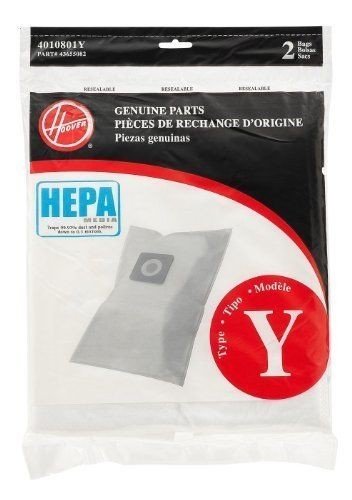 Hoover Type Y HEPA Replacement for Upright Cleaner Disposable Vacuum Bag, White, 2 per Pack