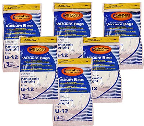 18 Panasonic U6 U12 Upright Vacuum Allergy Bags Quiet Force Performance Plus Platinum Optfilo