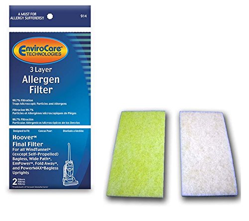 EnviroCare Premium Replacement 3 Layer Final Vacuum Cleaner Filters made to fit Hoover Windtunnel Uprights