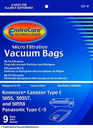 EnviroCare Replacement Vacuum Bags for Kenmore Canister Type C or Q 50555, 50558, 50557 and Panasonic Type C-5 63 Bags