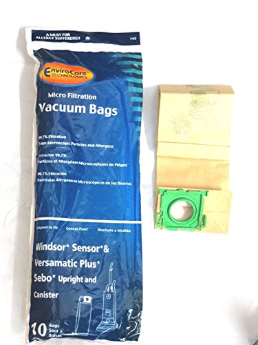 EnviroCare Replacement Micro Filtration Vacuum Cleaner Dust Bags Designed to Fit Windsor Sensor 5300REP Professional G1, C2,C3, K2, K3, X, G & C Series, 12 & 15 U, Kenmore 50015-10 Pack