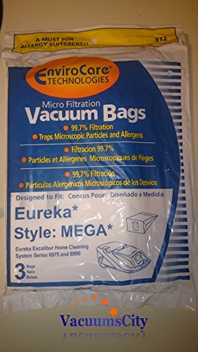Eureka Canister Vacuum Type Mega Micro Filter Paper Bags 3 Pk Generic Part # 312