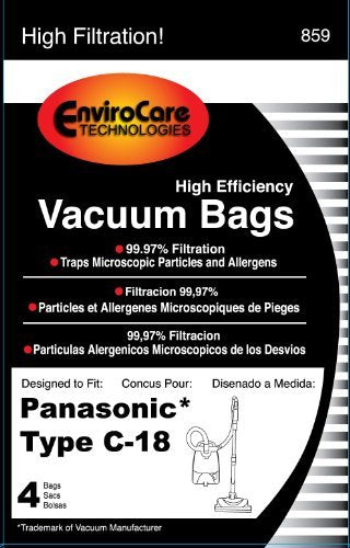 EnviroCare Replacement High-Efficiency Vacuum Cleaner Dust Bags Designed to Fit Panasonic Type C-18 Canisters 4 bags