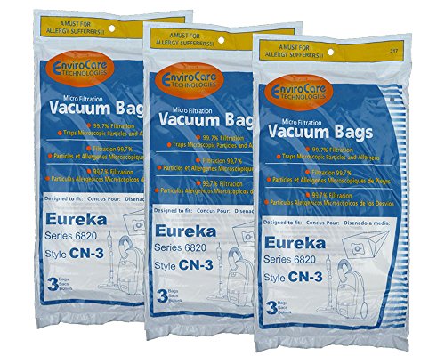 9 Eureka CN-3 General Electric Canister Vacuum Bags 6820