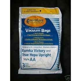 EnviroCare Replacement Micro Filtration Vacuum Cleaner Dust Bags Designed to Fit Eureka Style AA Victory and True HEPA Uprights. 3 pack