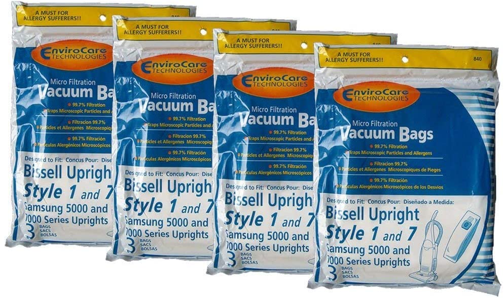 (12) Style 7 Vacuum Micro Filtration Paper Bags for Bissell # 840