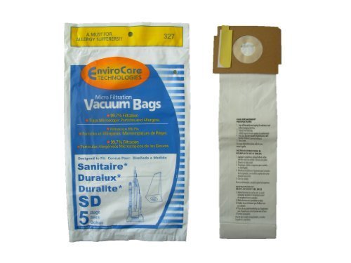 5 Sanitaire Sd Micro with Closure Vacuum Bags, Electrolux, Eureka, Duralux Vacuum Cleaners, 63262, SD - 63262, Commercial SC9180, SC-9180, SC9100, C4900, S9120, SC9150 by Sanitaire