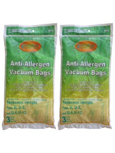 EnviroCare 6 Panasonic U U3 U6 U12 Upright HEPA Vacuum Cleaner Bags