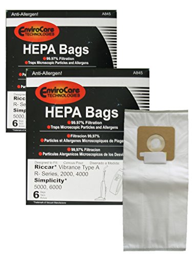 12 Riccar Type A R-series Simplicity 5000 6000 series HEPA Upright Vacuum Bags