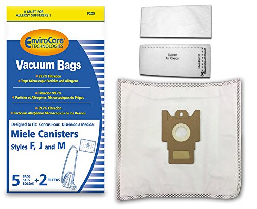 EnviroCare Replacement Micro Filtration Vacuum Cleaner Bags Designed to fit Miele Type F, J, M Canisters. 10 Bags and 4 Filters