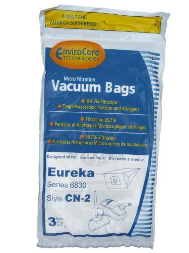 12 Eureka CN-2, CN2 Vacuum Bags by Envircare Series 6830, Power Team, Canister, General Electric Vacuum Cleaners, 61990A, 61990, 6830, 6831, 6833, GE6830, GE 6830 by EnviroCare