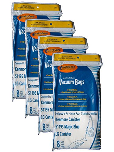 32 Kenmore Type M Sears 51195 Magic Blue LG Vacuum Bags, Ultracare, Canister Vacuum Cleaners, 20-51195, 609323, 21195, 21295, 24195, 21495