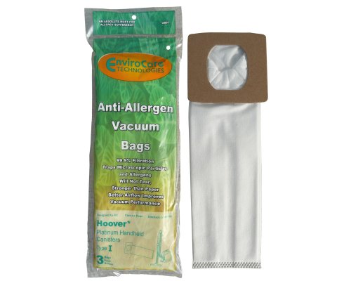 3 EnviroCare Type I Vacuum Bags Replacement for Compatible with Hoover Platinum Handheld Canister Vacuum Cleaner