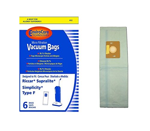 EnviroCare 6 Riccar & Simplicity Type F Canister Vacuum Cleaner Bag Replacement RSL-6 SF-6 Supralite Freedom