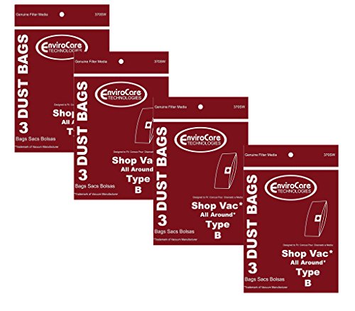 EnviroCare 12 ShopVac Type B #9066800 2-Gallon Wet/Dry Vacuum Bags 906-68-00 Shop Vac