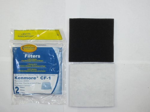 Envirocare Foam Filters to fit Kenmore Sears Progressive CF1, Progressive & Whispertone, Panasonic Vacuum Cleaners, 86883, 86880, 20-86883, 2086883, 8175084 (pack of 6)
