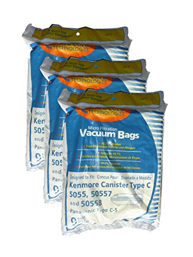 EnviroCare Replacement Vacuum Bags for Kenmore Canister Q 50555, 50558, 50557 and Panasonic Type C-5 27 Pack, allergen, 27 Count