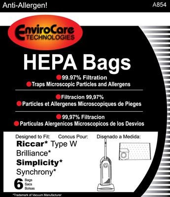 Riccar Simplicity Hepa Bulk Hepa Bag Mv No Print Synchrony Brilliance W B #D486-3000