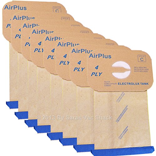 Generic Vacuum Bags for Canister Vacuum Cleaner Tank Style C Bag 4 Ply w Rubber Seal, 8 pack