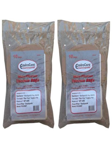 20 Backpack Allergy Vacuum Cleaner Bags Sanitaire/Eureka BV-2 62370 Koblenz #49-5803-9 (Disposable Bag), 49-5810-4 (Cloth Filter bag) Tornado  C352-2500 Power-Flite  C352-2500, Tennant 9007784, CarpetPro 06.415, CleanMax CMBP-10, 06.083 (Cloth Bag)