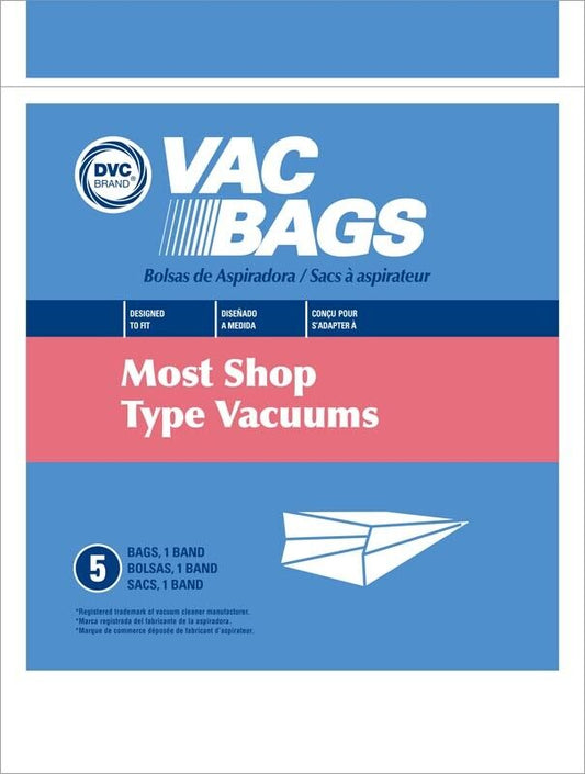DVC Fits Most Shop Vac Type Canisters Vacuum Cleaner Bags Made in USA [ 5 Bags ]